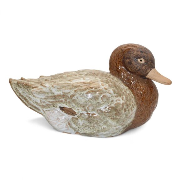Vintage Ceramic Duck Figurine Brown & Green Decorative Collectible Home Decor Di - Picture 7 of 8